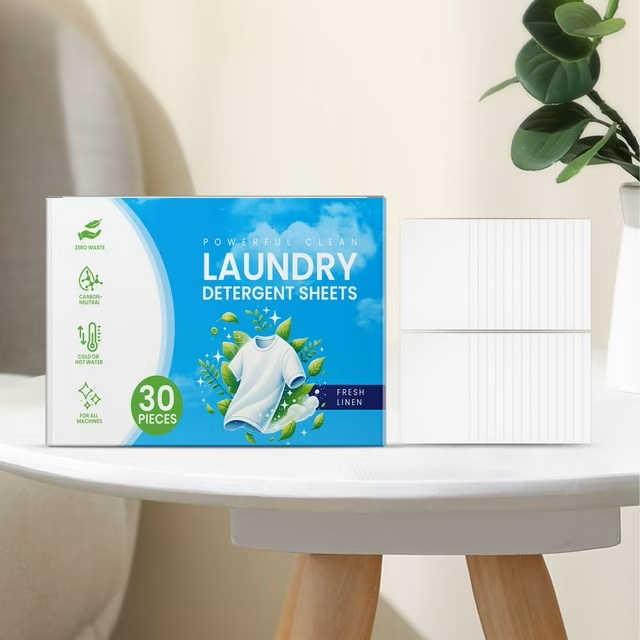 Klar vannvasktabletter Lavt skum Eco Friendly Detergent Paper 30 Tabletter Ideell sensitiv hud Effektiv flekkfjerning Egnet Alle stoffer Enkelt
