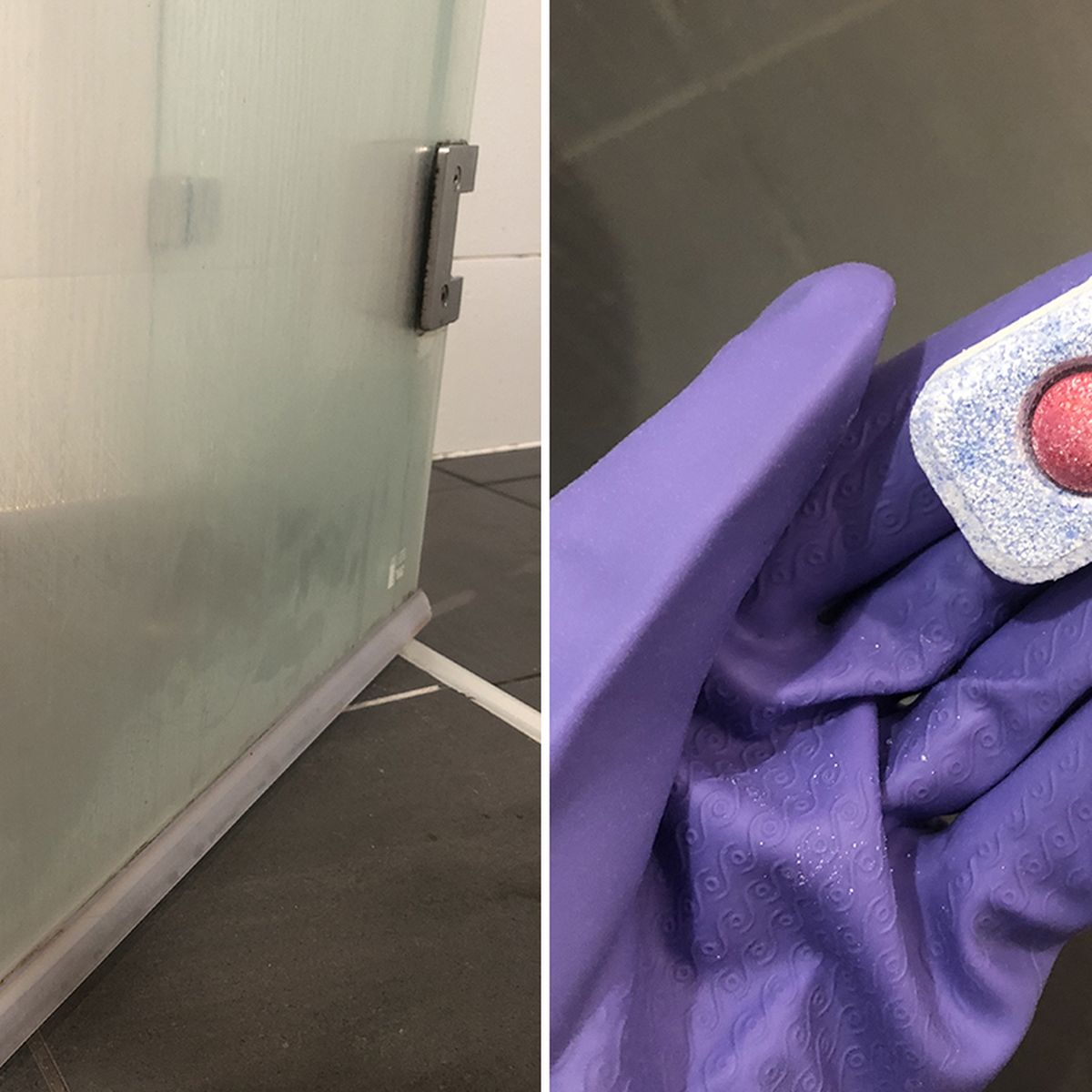 shower door and dishwasher tablets