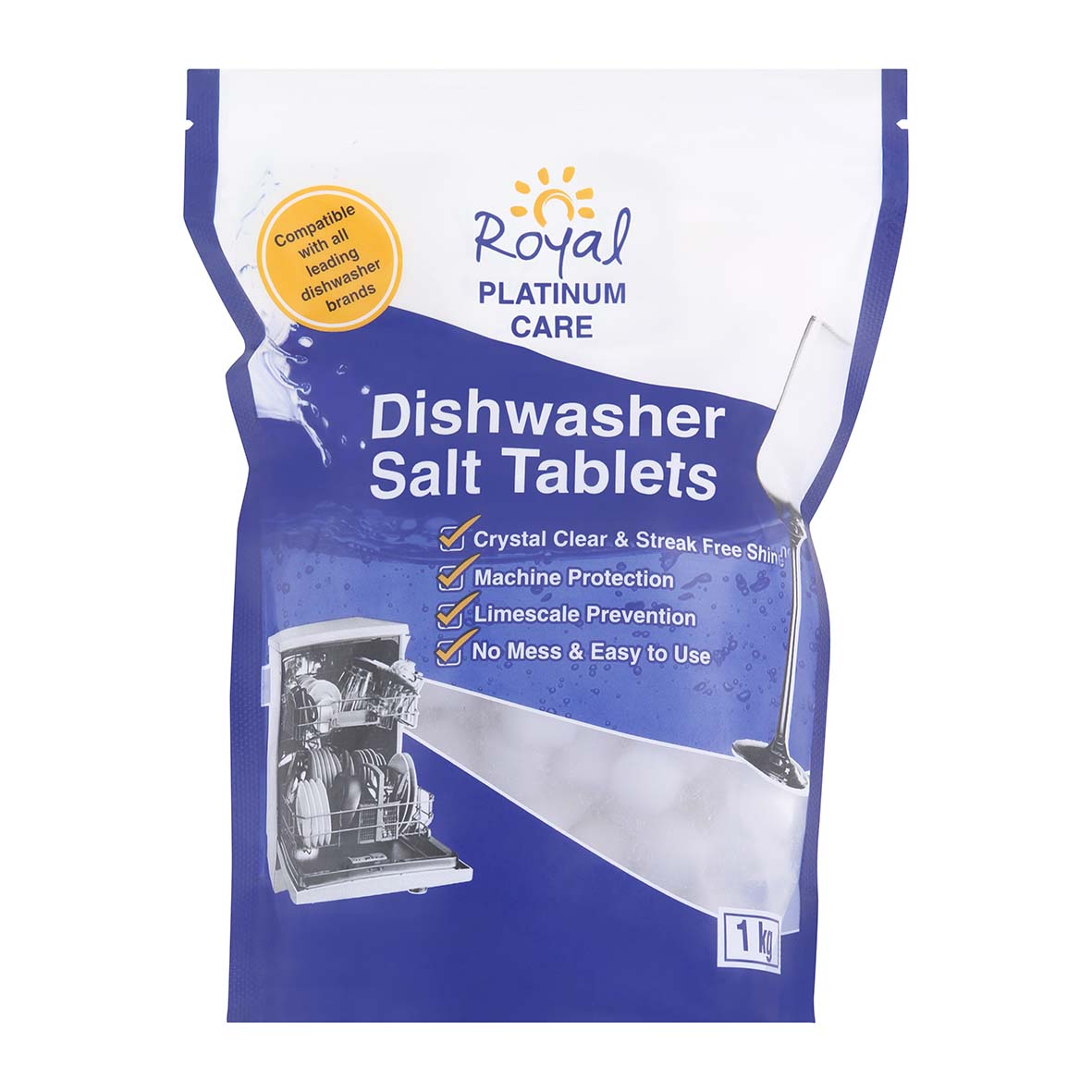 Royal Platinum Care Dishwasher Salt Tablets 1kg Pouch