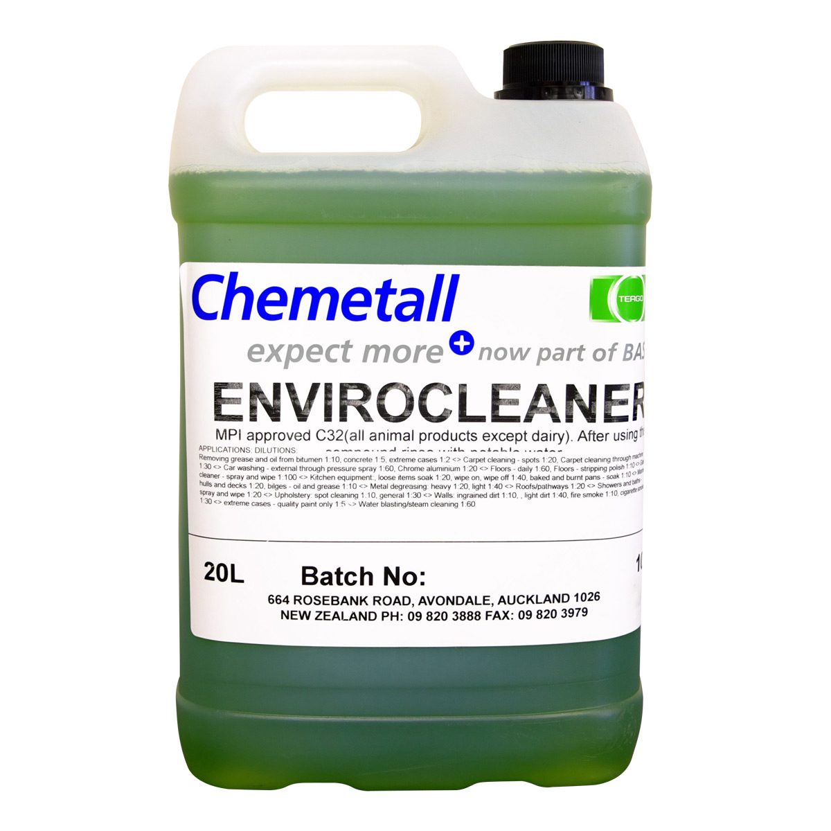 cleaning products kitchen multipurpose chemetall enviro cleaner green 5L litre biodegradable cleaner broad spectrum disinfectant seawater compatible for marine application svjs distributors