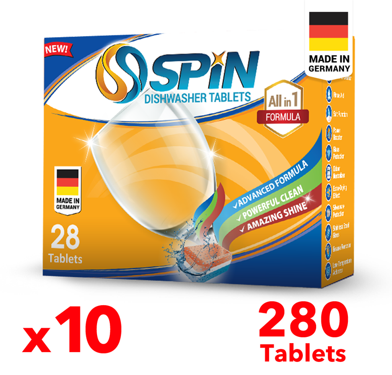 Spin dishwasher tablet