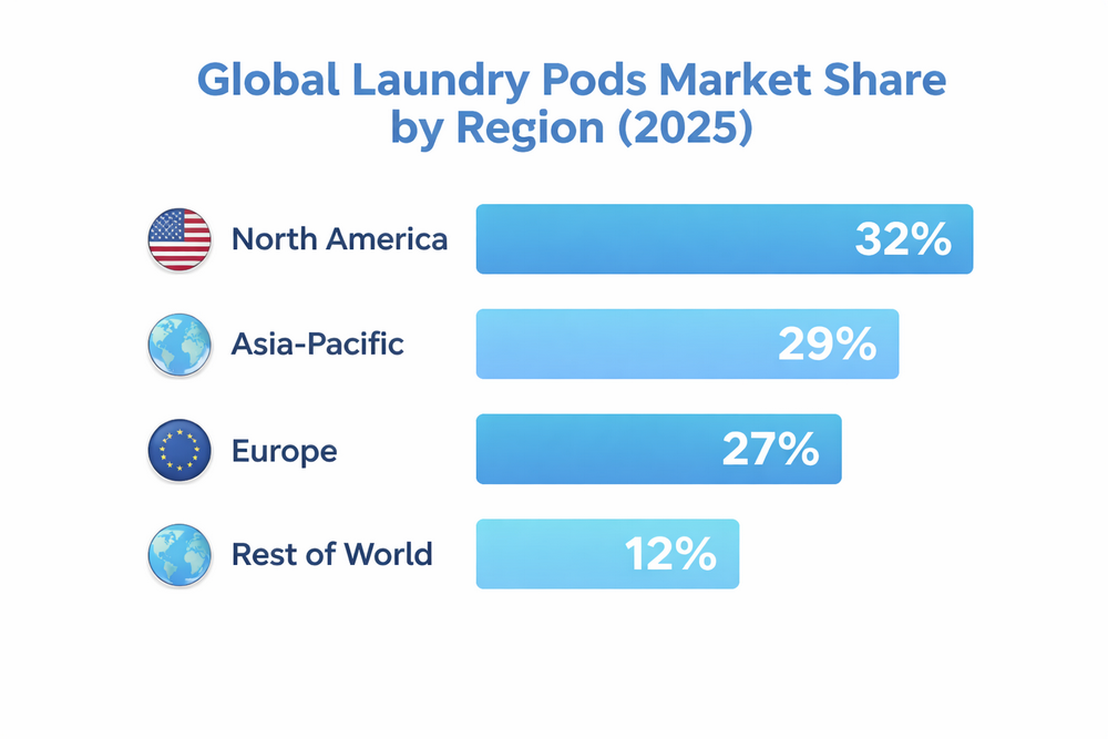 Un gr&aacute;fico de barras limpio o un gr&aacute;fico circular que muestra la participaci&oacute;n de mercado global de c&aacute;psulas de detergente para ropa por regi&oacute;n.png